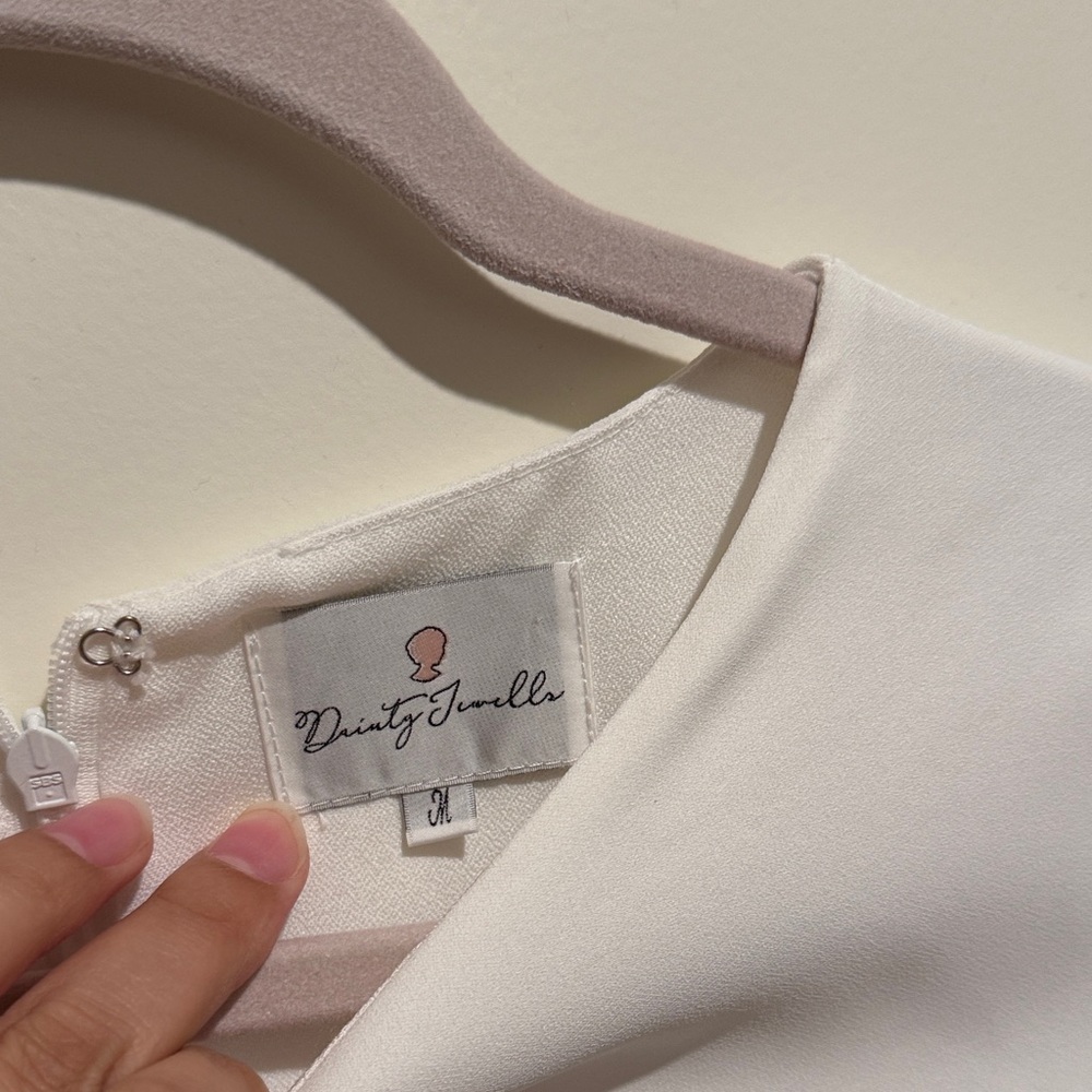 Dainty Jewells White Dress with Purple Floral Embroidery - Picture 4 of 6